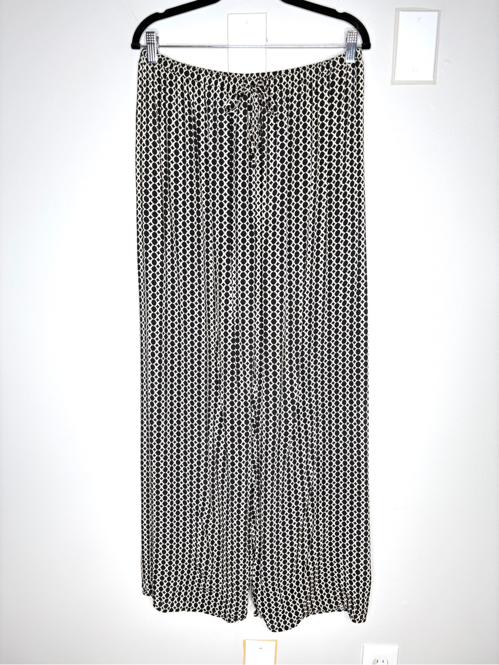 DISSH Wide Leg Geometric Print Viscose Fully Lined Pants In Black Size US 10